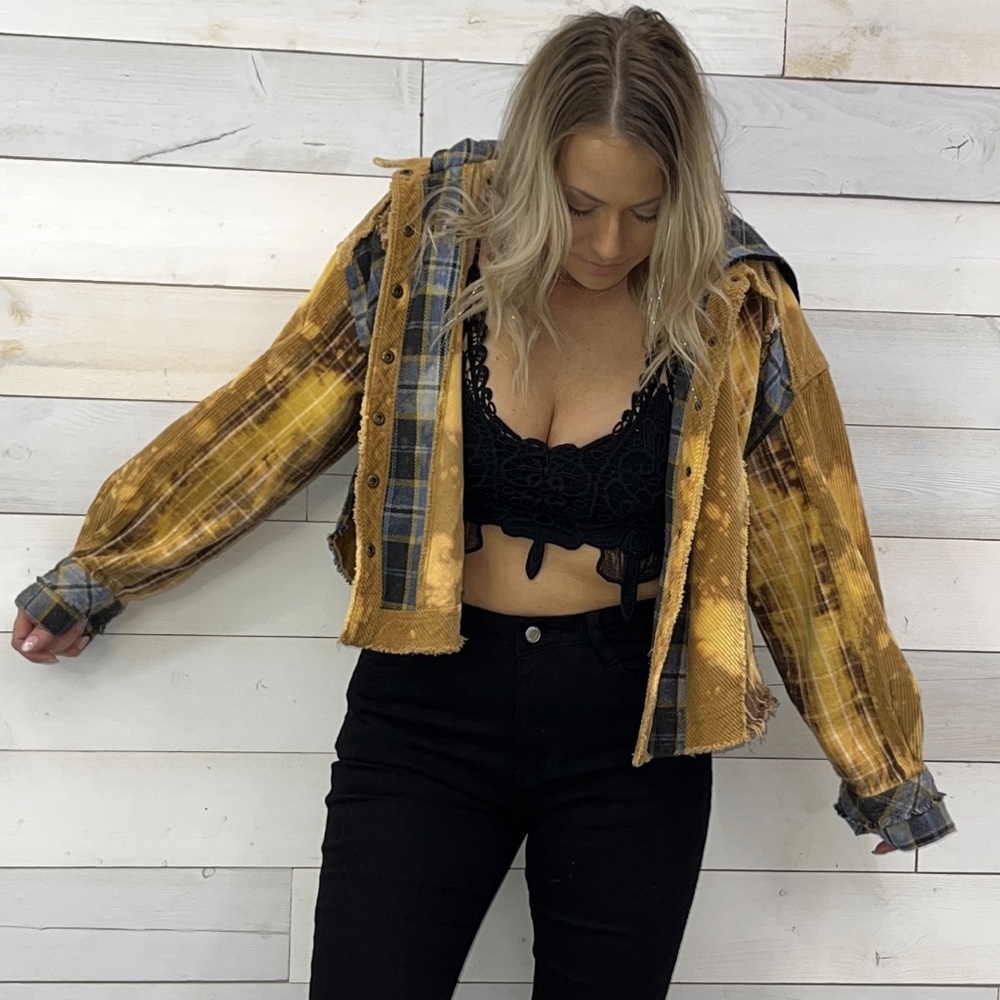 Plaid Yellow Bomber Jacket - Picture 6 of 8